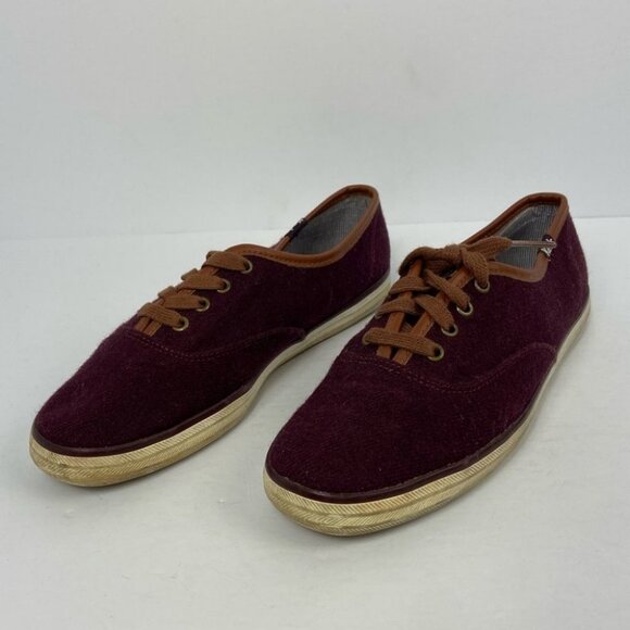 Keds Champion Wool Sneakers Low‎ Top Size 6 Wine Burgundy Casual Shoes Heathered - Picture 4 of 10